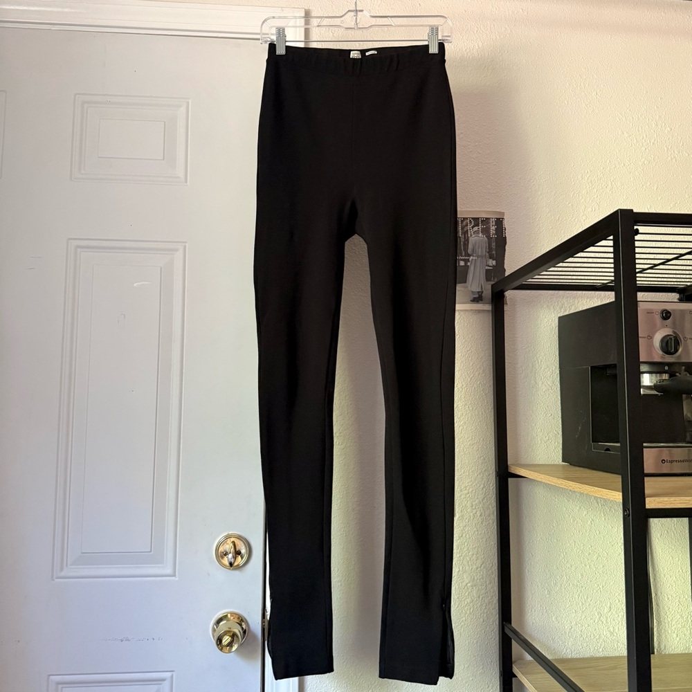 TOTEME black chunky knit stretch stretchy slim pant leggings